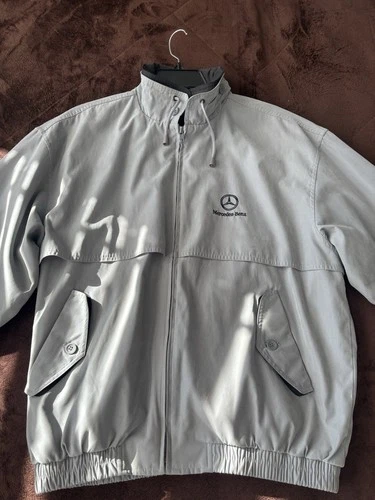 Mercedes-Benz Men's Gray Full Zip Stand Collar Windbreaker Jacket L Pockets - product listing photo