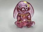 Fenton Hand Painted Art Glass Bunny Rabbit Figurine Rose 3.5"H x 2.75"W Signed