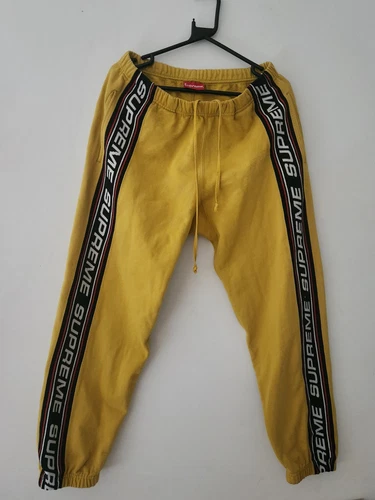 FW19 Supreme Text Rib Sweatpant size M medium mustard pants yellow