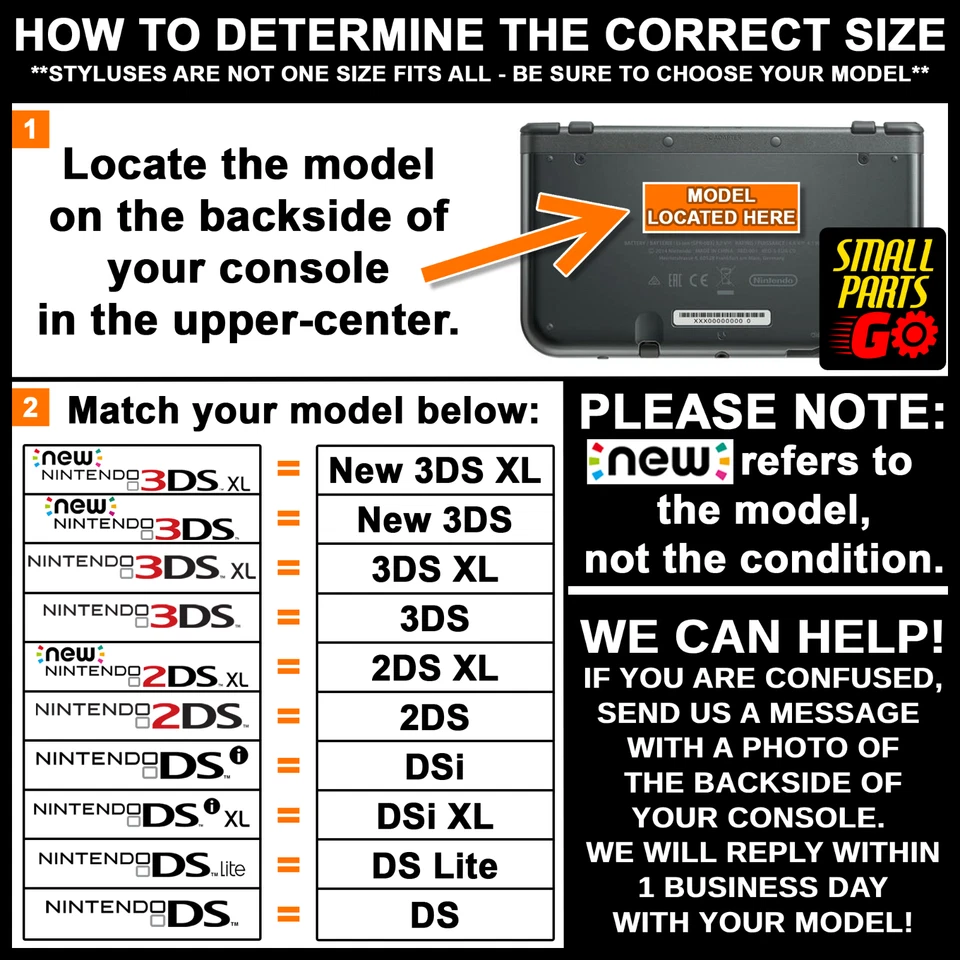 Lápiz óptico para Nintendo Original 2DS Negro Plástico Pluma de repuesto "2DS" N2DS Foto 3 de 4