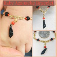 BABY BRACELET AZABACHE 5.5  , BABY JEWELRY FOR PROTECTION PULSERA PARA MAL DE OJO