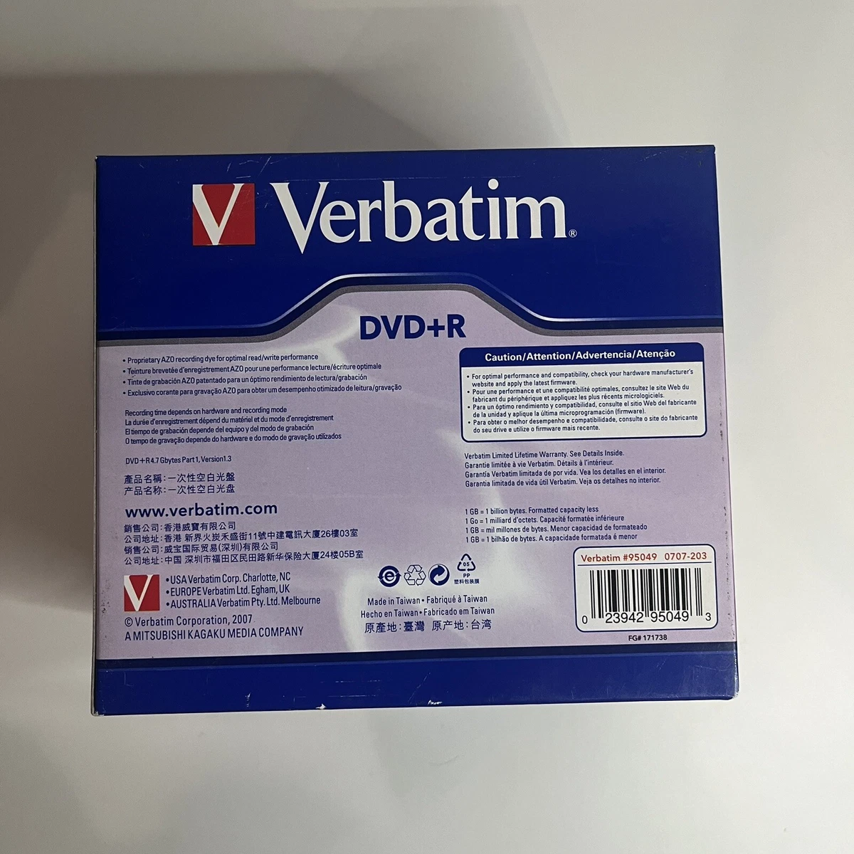 2x5PK Verbatim DVD+R 4.7GB 16x Speed 120min Blank Discs Data New And Sealed