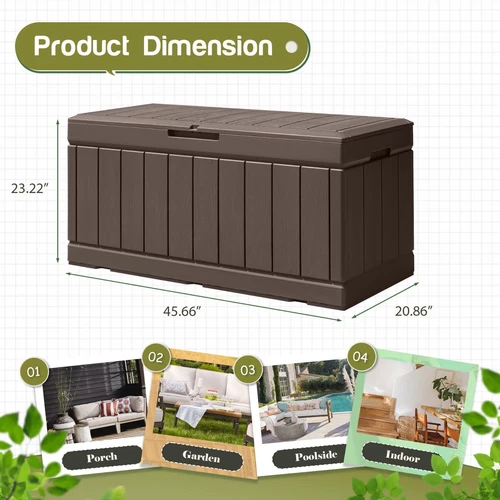 82 Gallon Outdoor Storage Patio Deck Box Waterproof Resin Container - Picture 5 of 9