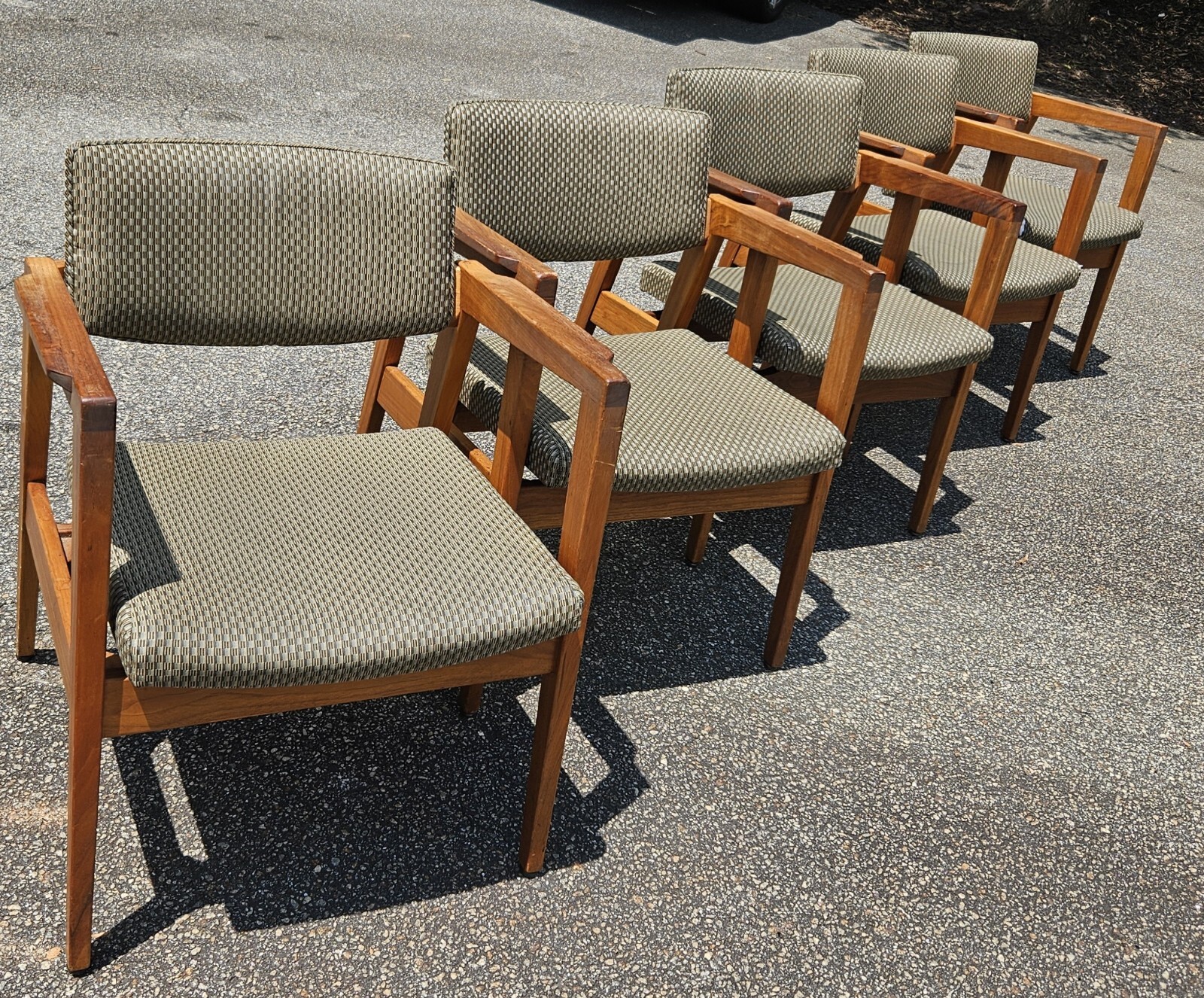 (5) W.H. Gunlocke MCM Solid Walnut Rare 'Floating Seat' Armchairs ~ SET OF FIVE