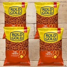 Rold Gold Tiny Twists CHEDDAR Pretzels BAKED Snack 10 oz. (4 Bags)