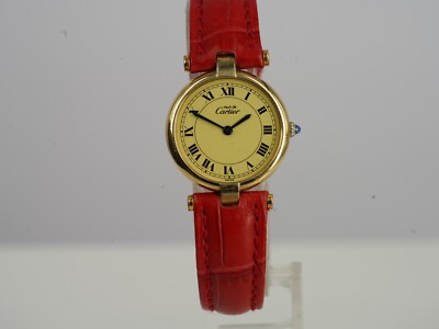 Cartier Tank Argent 1800 Silber Vergoldet 24MM Quarz Damen Uhr E