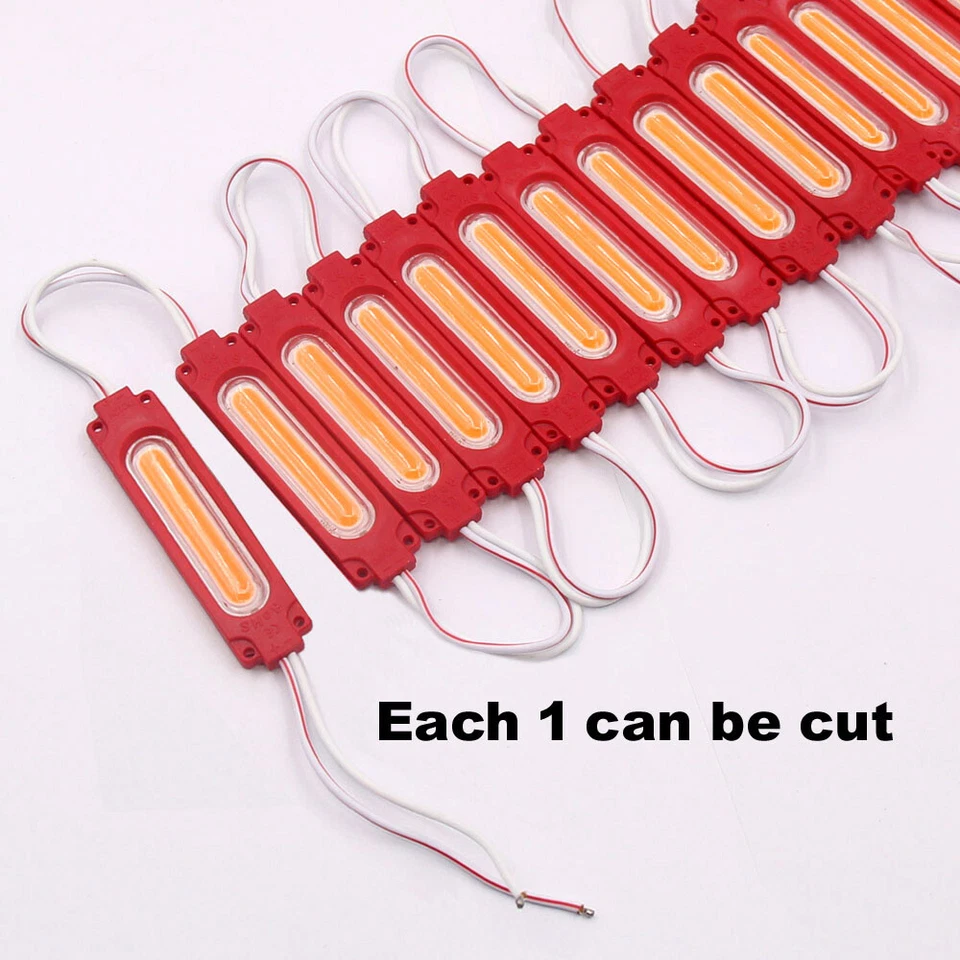 20pcs COB LED Module Light Red Strip Lights ABS With Lens ip65 Waterproof DC12V - Image 4 of 4