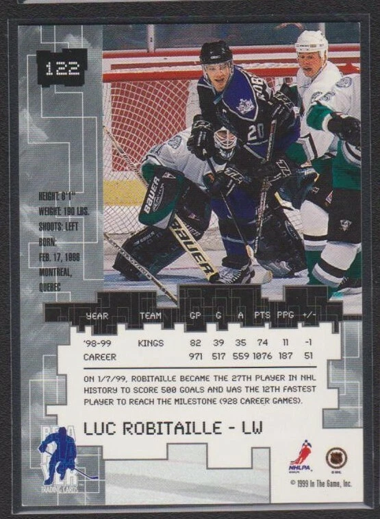 1999-00 ITB BAP MILLENNIUM SIGNATURE SERIES EMERALD PROOF #122 LUC ROBITAILLE /1 - Image 2 of 2