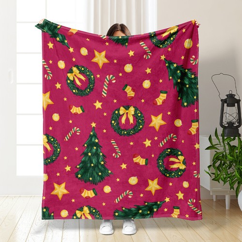 Christmas Snata Tree Flannel Blanket Throw Blanket Dog Car Nap Blanket Full Size - Picture 24 of 34