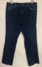 Vintage Lee Denim Blue Creased Straight Leg Jeans USA Made Mens Size 38 X 30
