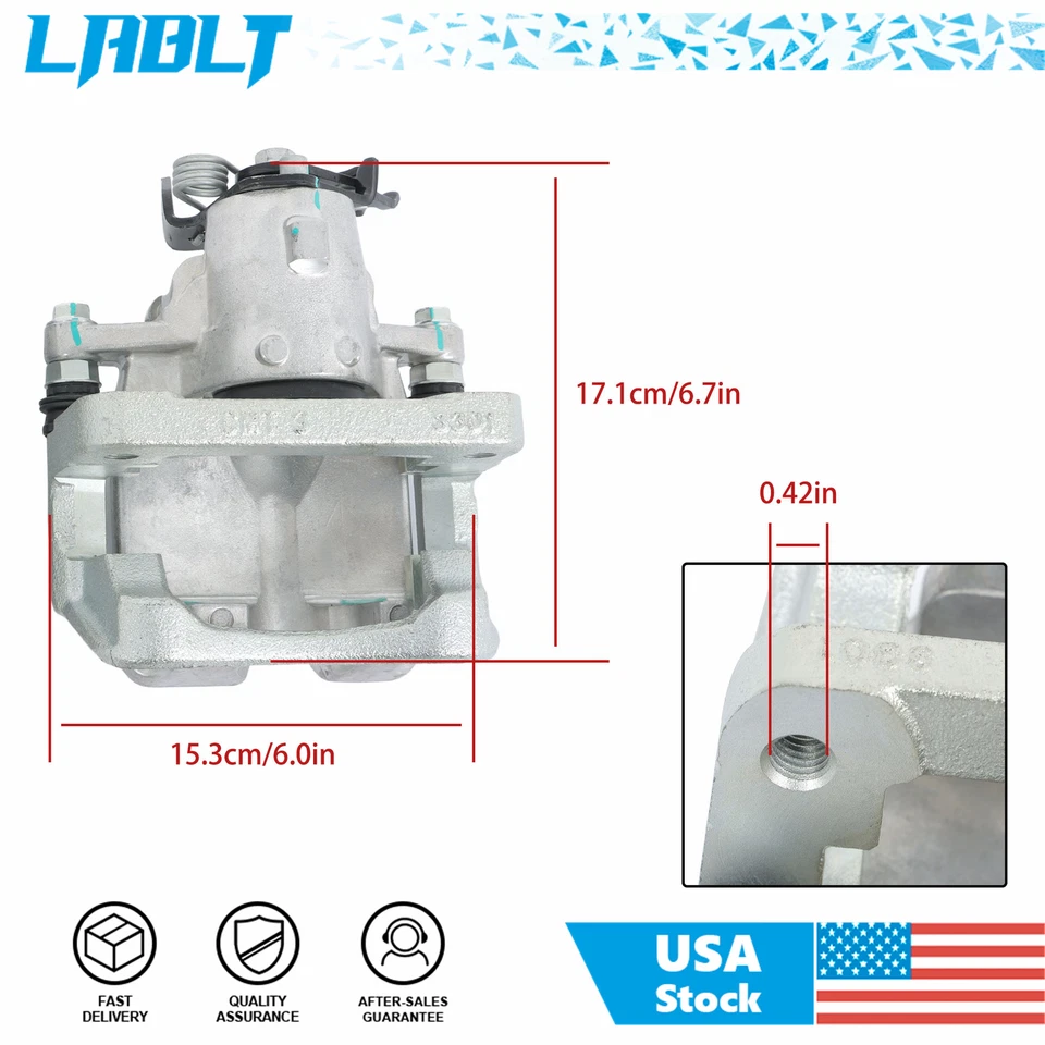 2x Pinzas de freno de disco laterales traseras LABLT para Chevy Impala 14-18 Buick LaCrosse XTS Foto 3 de 4