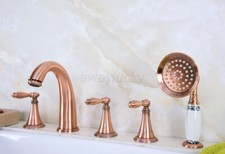 Antique Red Copper Bathroom Handheld Spray Shower Faucet Set Bathtub Mixer Tap