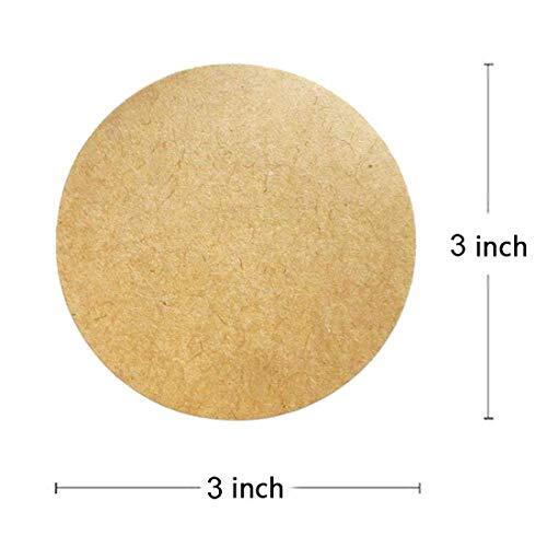 Large Size 3" Natural Circle Kraft Paper Dots Labels Large Size Brown