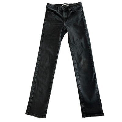 Damen Slim Fit Levi's Jeans Mid Rise Stretch Anthrazit Grau Waschung Zip Fly W27 L32