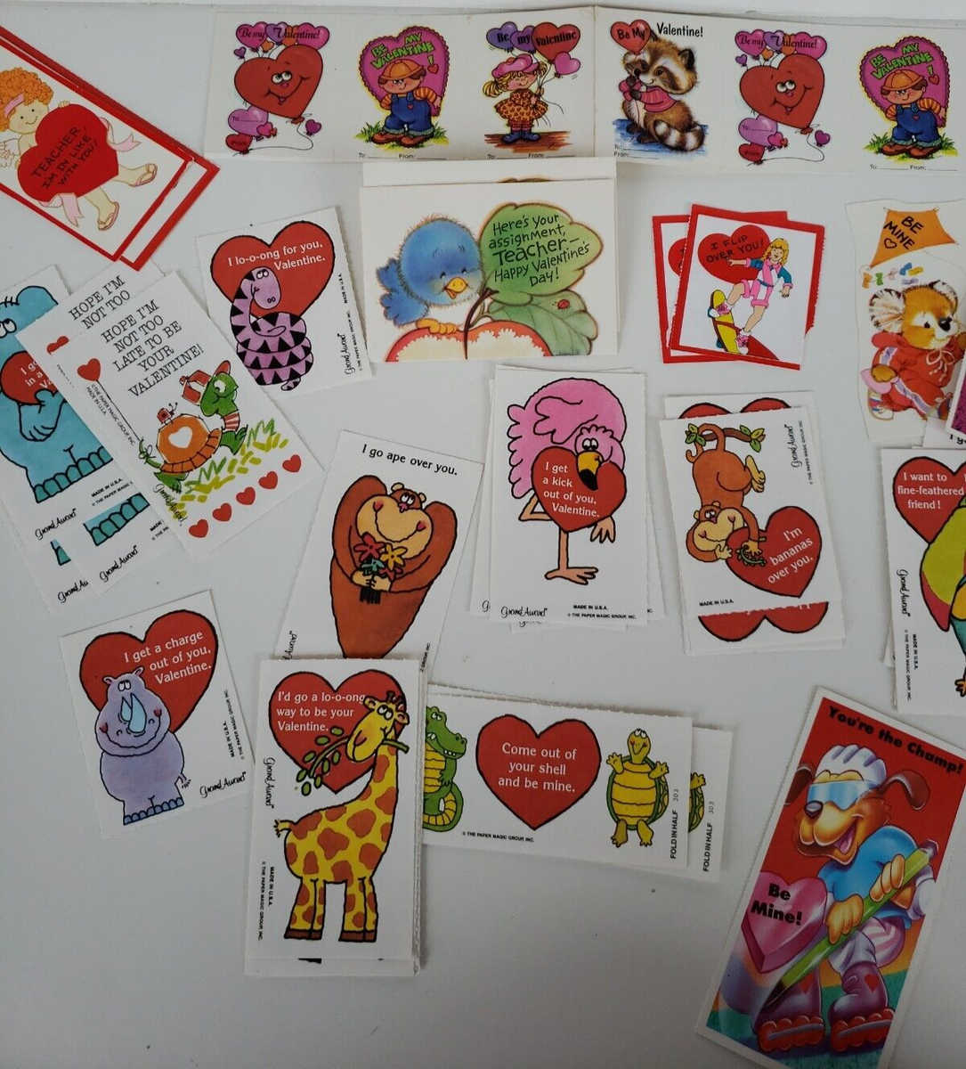 Lot of 40 Vintage New Unused 1980s School Kid Fold VALENTINE DAY