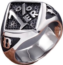 Stainless Steel HDMC 1 ER One Percent Outlaw Motorcycle Biker Ring US Size 7-13