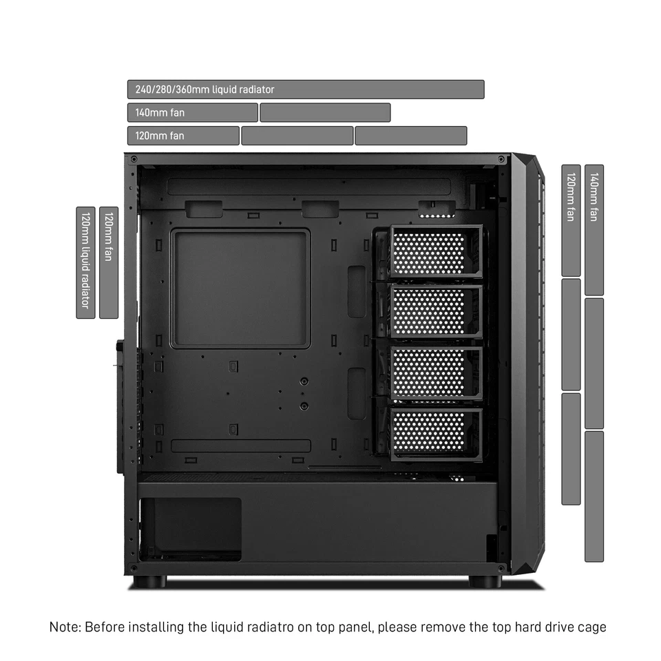 DARKROCK Classico Storage Master Case ATX Computer Case Mid Tower w/ 4x120mm Fan - Image 4 of 4