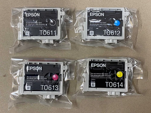 4 original Epson Tintenpatronen T0611 T0612 T0613 T0614 Teddybär mit Rechnung