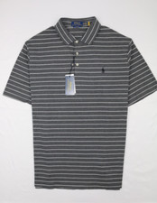 Polo Ralph Lauren Mens Classic Fit Polo Shirt Grey White XL Striped Small Pony