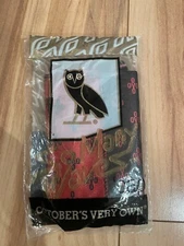 OVO x So Many Waves Durag Hat Cap Monogram Black Red Pom Pom Neon