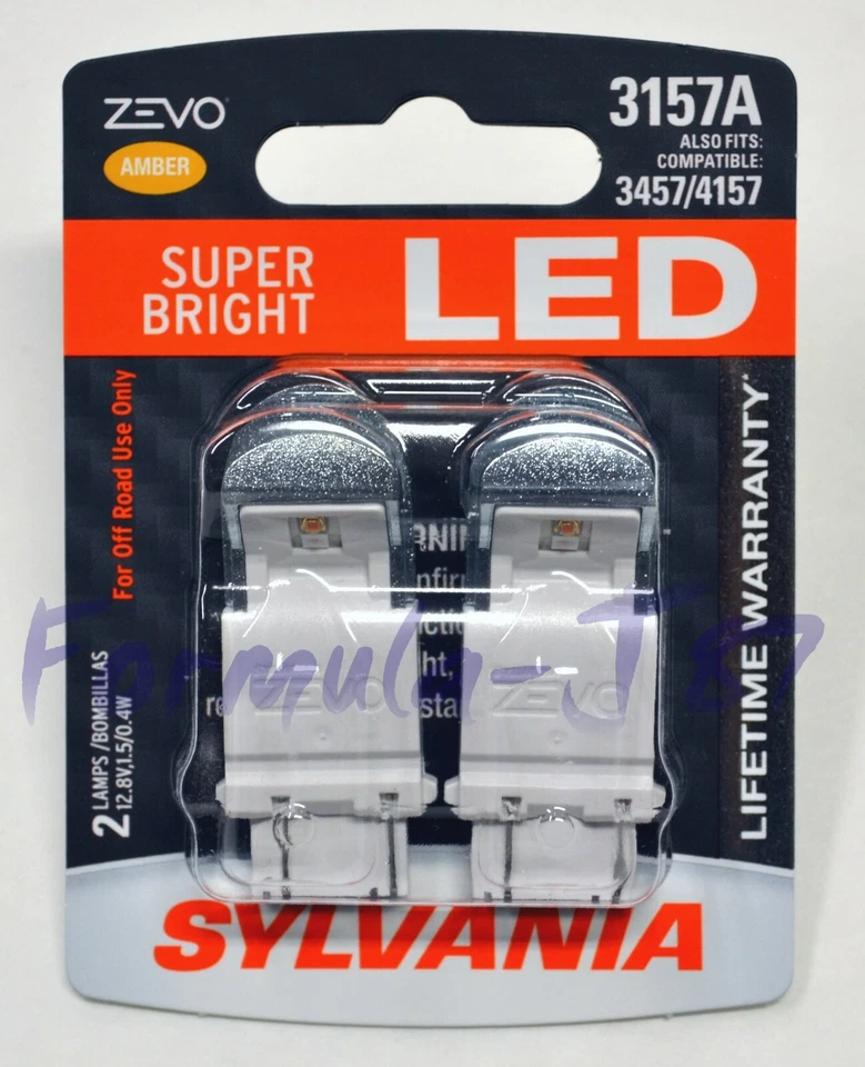 Sylvania ZEVO LED Light 3157 Amber Orange Two Bulbs Front Turn Signal Park Fit - Image 2 of 4
