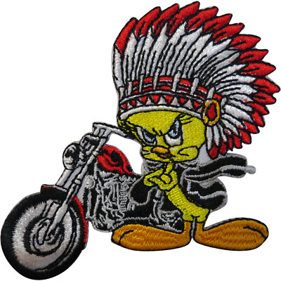 Indischer Tweetie Kuchen Aufbügeln Nähen Abzeichen Motorrad Häcksler Motorrad Biker