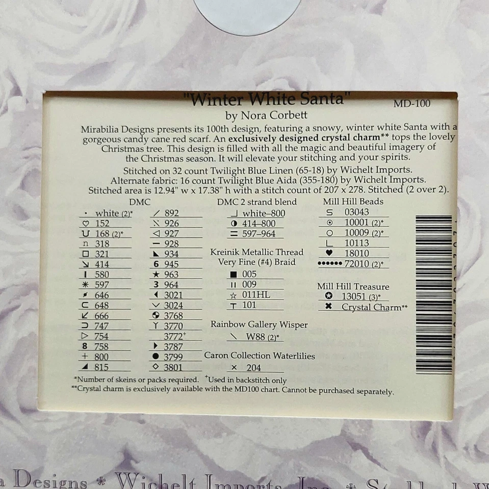 冬季白色圣诞老人纪念品计数十字绣图和珠子 MD100 Corbett — 第 3/4 张图片