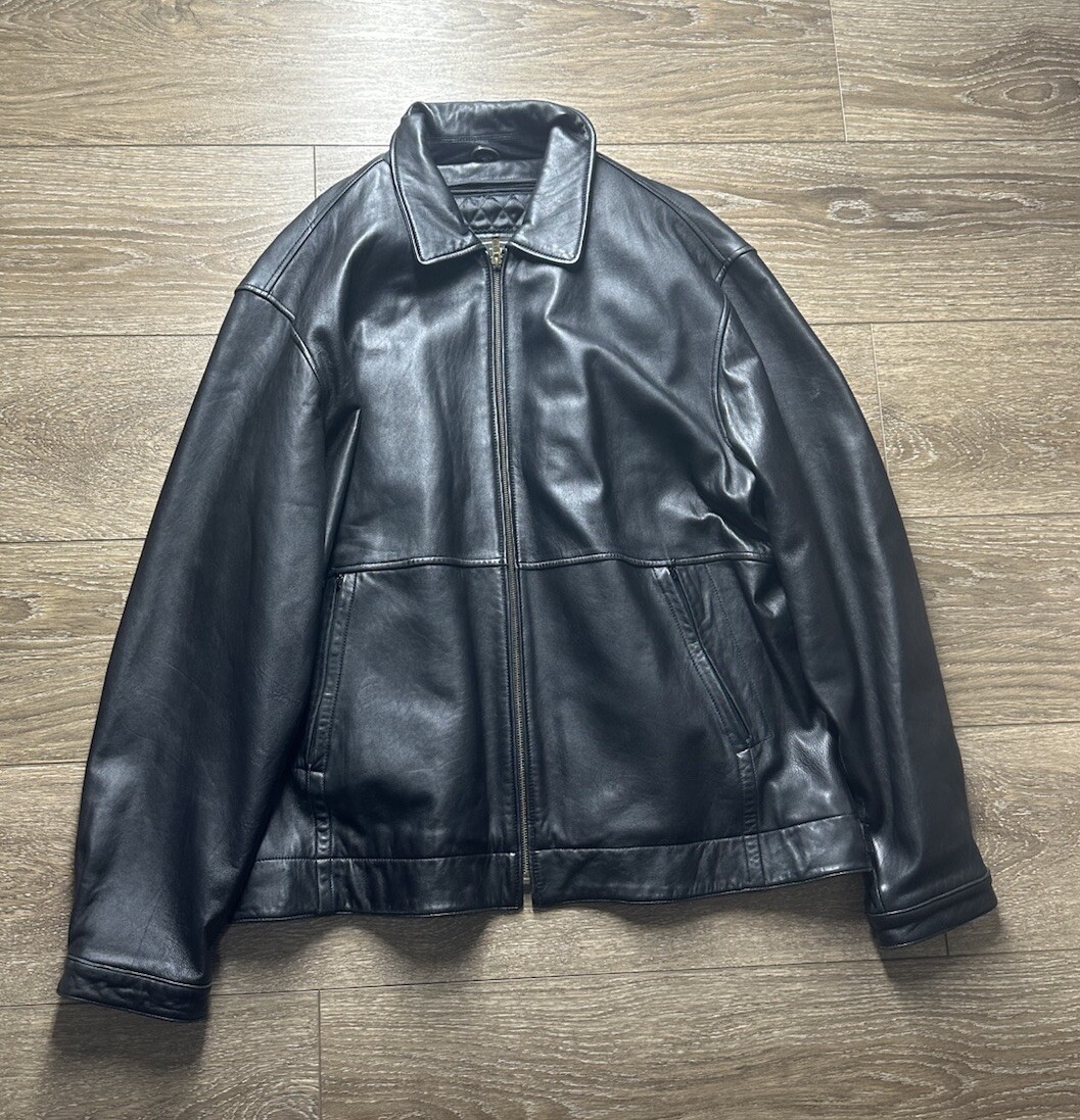 【Nos】2nd type lether jacket Leather Limited Men's Black Leather Jacket 2XLT Zip Up Collared | eBay