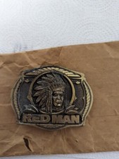 1988 Red Man Pinkerton Tobacco Brass Belt Buckle Still In Original Packaging