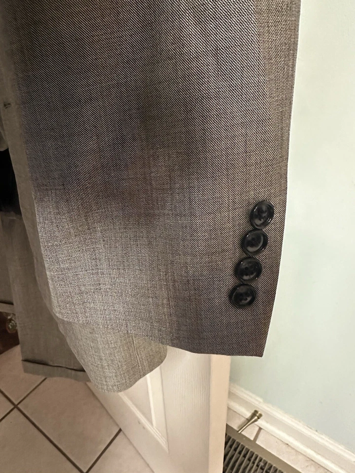 Jones New York Traje Hombres 40L Gris Mezcla Lana 3 Piezas Pantalones 33x32 Vnt Chaqueta Chaleco Años 90 Foto 3 de 4