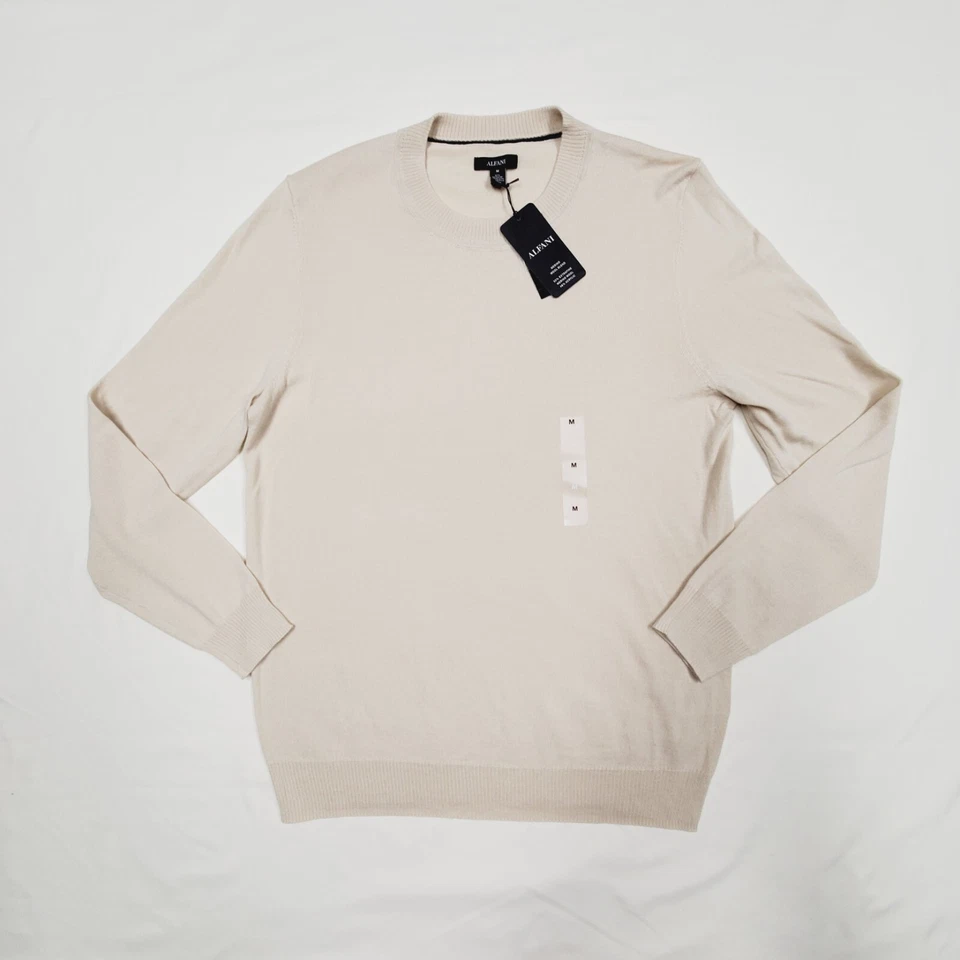 Suéter Mediano Alfani Marrón Arroz Marfil Tejido Sólido Mezcla Lana Merino 40" $80 Foto 3 de 4