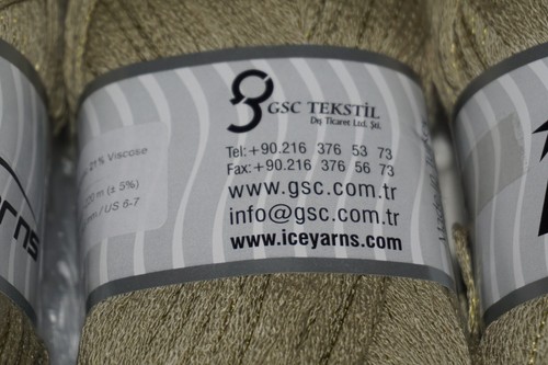 4 Skeins, Ice Yarns, "Swim Viscose", Olive Green, Acrylic/Rayon Ribbon Yarn - Picture 2 of 2