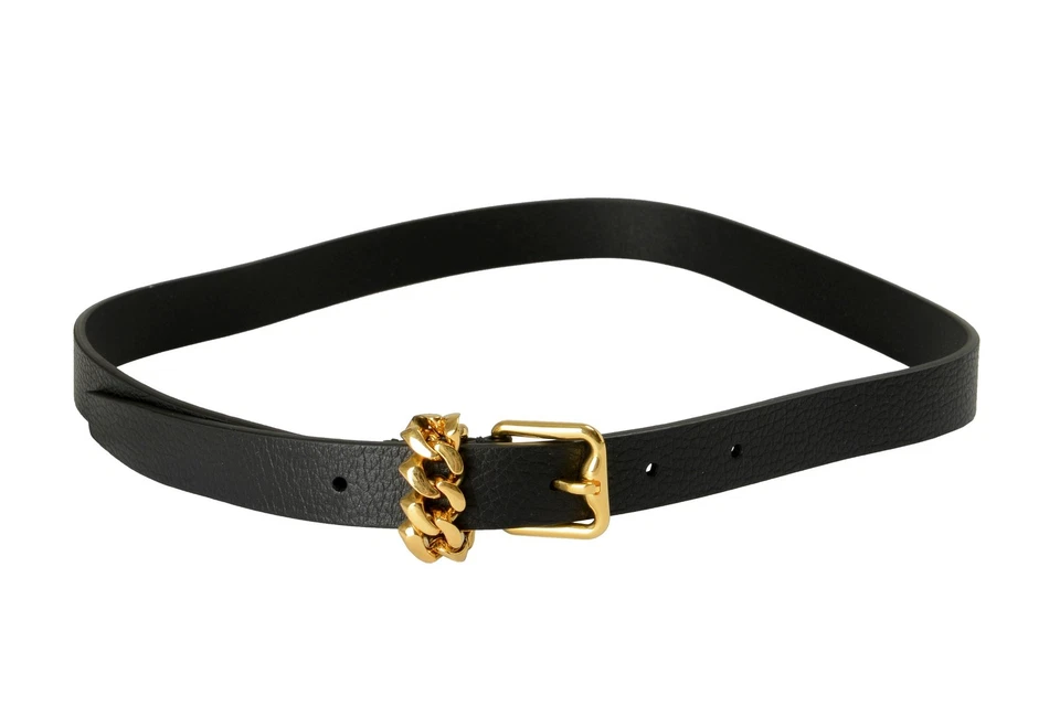 Cinturón de cuero negro para mujer Burberry "Cadena con hebilla B" talla S Foto 2 de 4