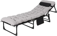 Portable Camping Cot with Mattress  Headrest, 400 lbs Capacity, Folding Bed