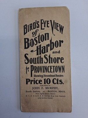 1905 BIRD'S EYE VIEW OF BOSTON HARBOR SOUTH SHORE TO PROVINCETOWN STEAMBOAT MAP