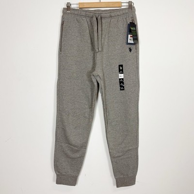 US Polo Assn Fleece Jogger Pants Mens Medium Heather Gray Sweatpants Pockets NWT