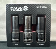Matco Tools SCT3M6 - 1/2" Drive 3 Pc Metric 6Pt Thin Wall Wheel Socket Set