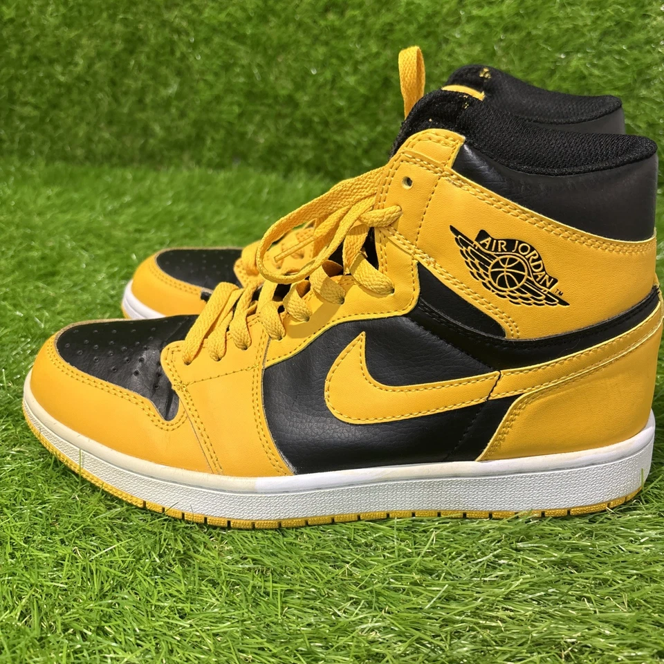 Talla 9.5 Nike Air Jordan 1 Retro Alto OG Polen Negro Amarillo 555088-701 SIN CAJA Foto 4 de 4