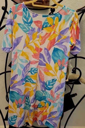 Susan Graver Dress Medium P Multi-Tropical Liquid Knit Fit & Flare NWOT Women's - Picture 5 of 10