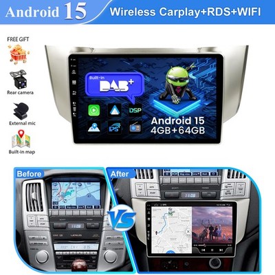 4G+64G DAB+ Autoradio GPS Für Lexus RX300 RX330 RX400H 2003-2009 WIFI RDS BT5.0