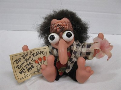 Vintage 1965 Tiny Tim Troll Doll Figure by Scandia House Tiptoe Thru The Tulips