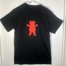 Grizzly Grip Tape Skater T-Shirt Men's Medium Black w/Red Bear Logo SS New