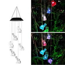 Cat Solar Wind Chimes Color Changing Hanging Garden Wind Chime Gift for Wifes