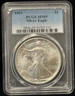 PCGS MS 69 1991 United States American Silver Eagle One Dollar Coin S$1-316