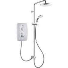 Electric Shower: Dual Head, 1.25m Hose, 200mm Deluge, Clearscale, Eco, WRAS