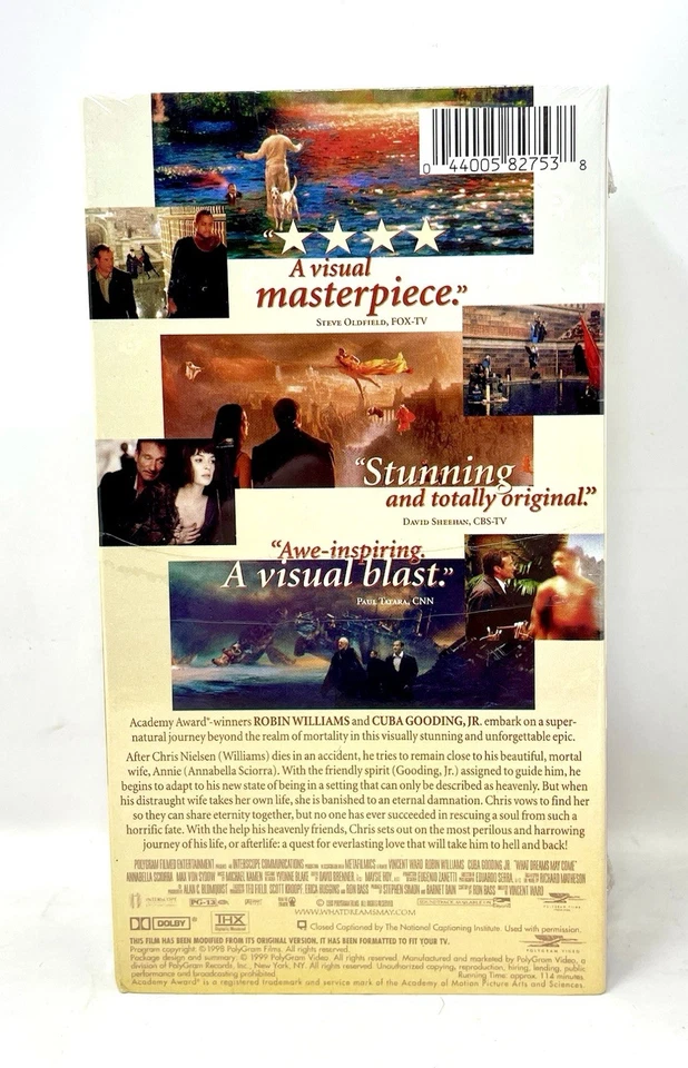 RARE Vintage 1999 WHAT DREAMS MAY COME Factory Sealed VHS Tape! Robin Williams - Image 2 of 4