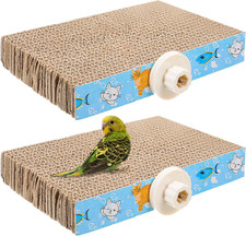 2 PCS Bird Chew Toy Parrot Cage Perch Cardboard Platform Bird Paw Grinding St...