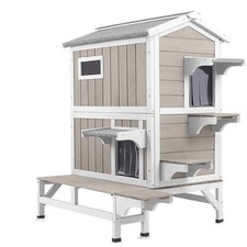 Outdoor Cat House with Balcony