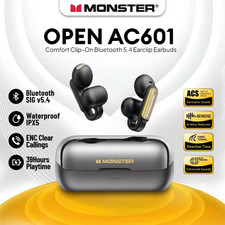 Monster Open AC601 Wireless Earbuds, Crystal Clear Call, USB-C Charging