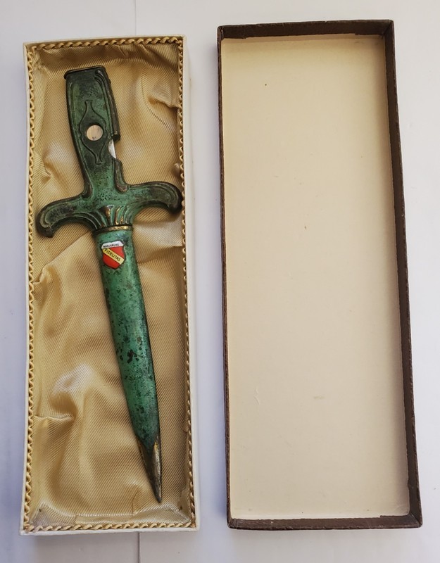 OLD DAGGER COMBO CORKSCREW CIGAR CUTTER TOOL IN BOX KARLSRUHE GERMANY FIDELITAS